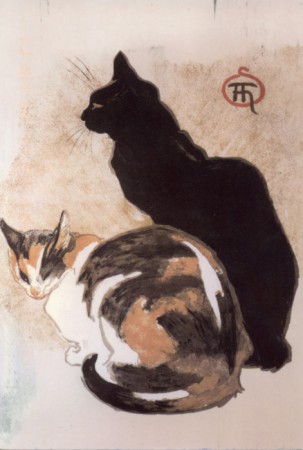 Dos gatos 1894, litografía en color y acuarela 59,1 – 48,7 cmthéophile alexandre steinlen (1859-1923), museum of arts Boston